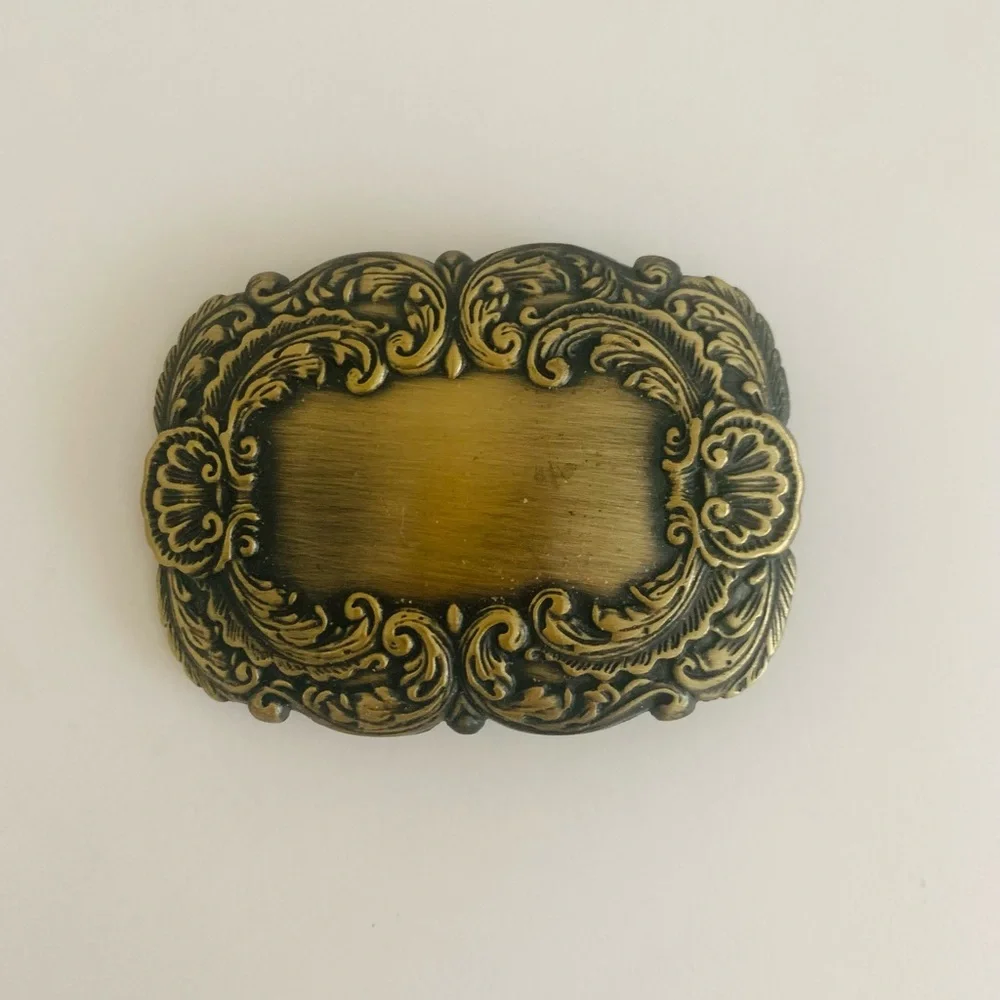 Vintage Brass Antique Style Belt Buckle 2”x3”